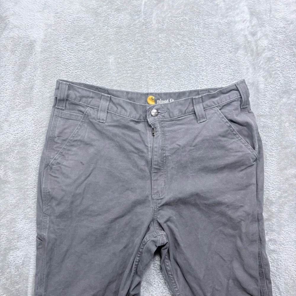Carhartt Work Pants Mens 36x34 Grey Relaxed Fit Straight Leg Stretch 102291